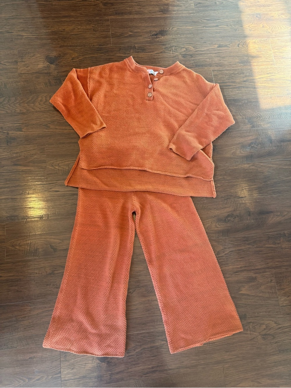 Free People Beach orange two piece knit set